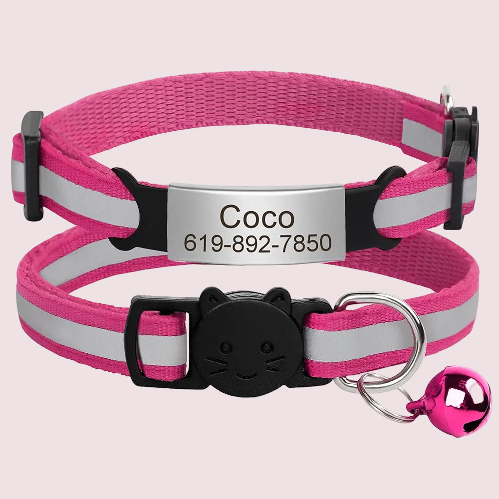 Personalized Reflective Cat & Puppy Collar with Engraved ID Tag