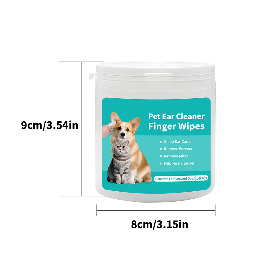 Pet Ear Cleaner Finger Wipes for Dogs & Cats