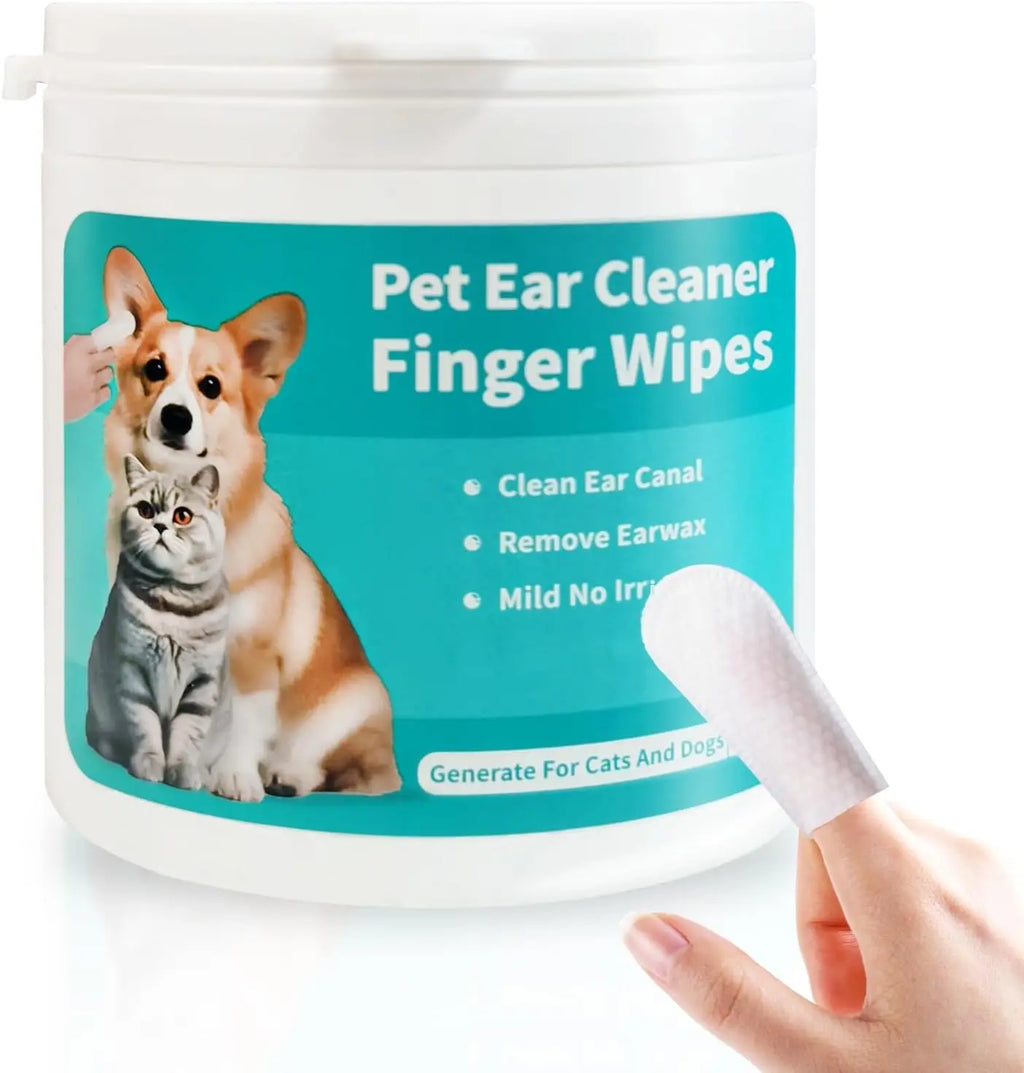 Pet Ear Cleaner Finger Wipes for Dogs & Cats