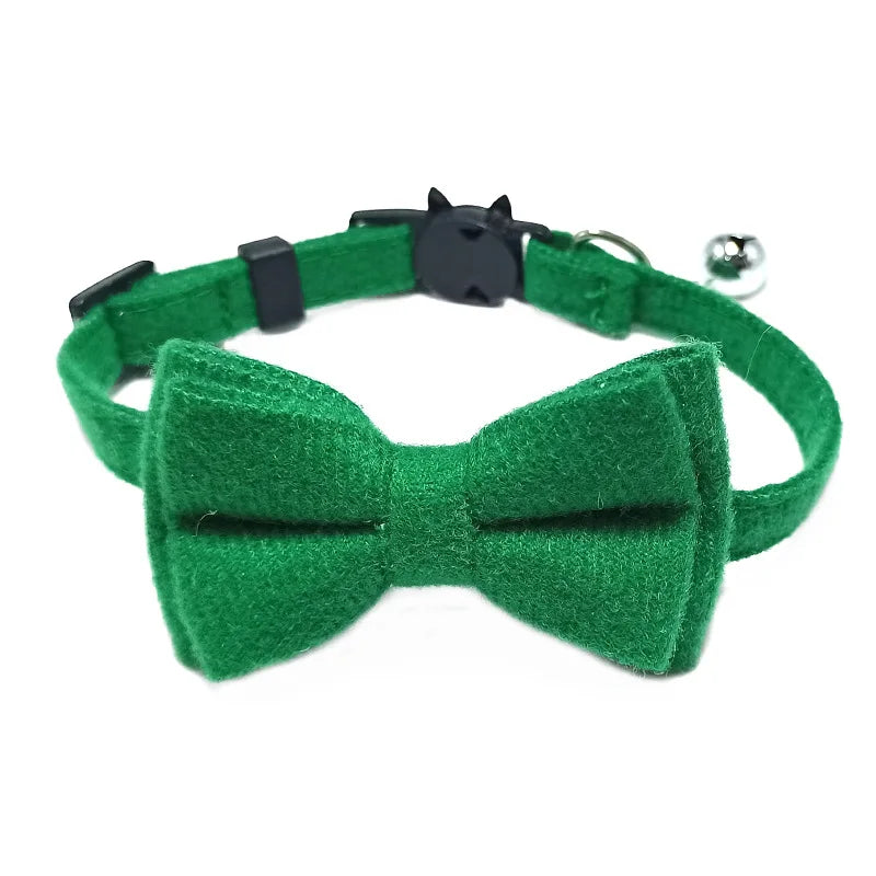 Plaid Bow Tie Cat and Puppy Collar with Bell