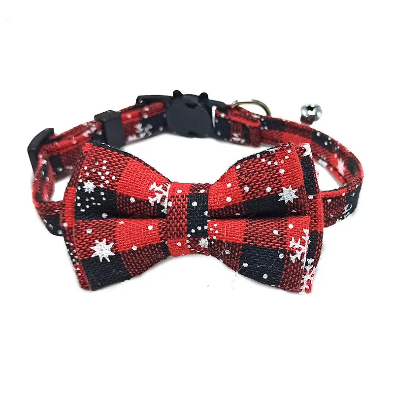 Plaid Bow Tie Cat and Puppy Collar with Bell