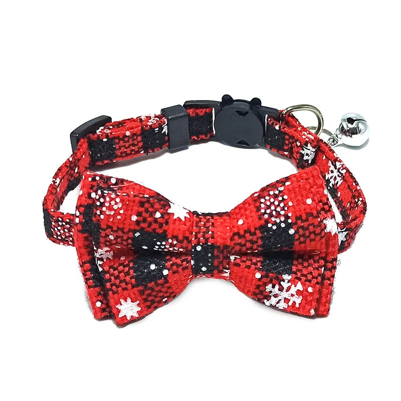 Plaid Bow Tie Cat and Puppy Collar with Bell
