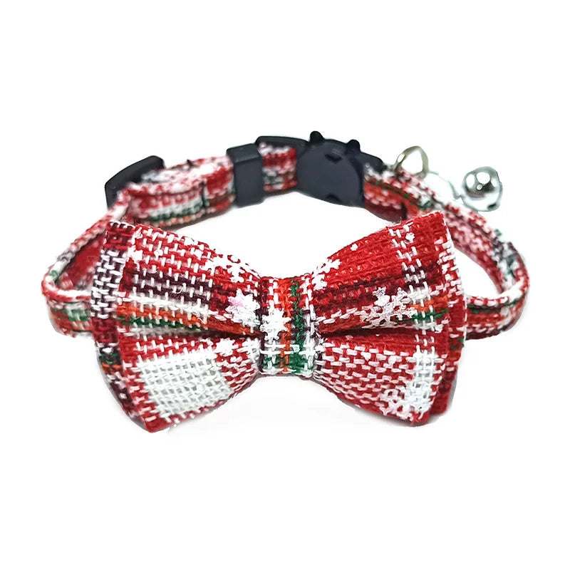 Plaid Bow Tie Cat and Puppy Collar with Bell