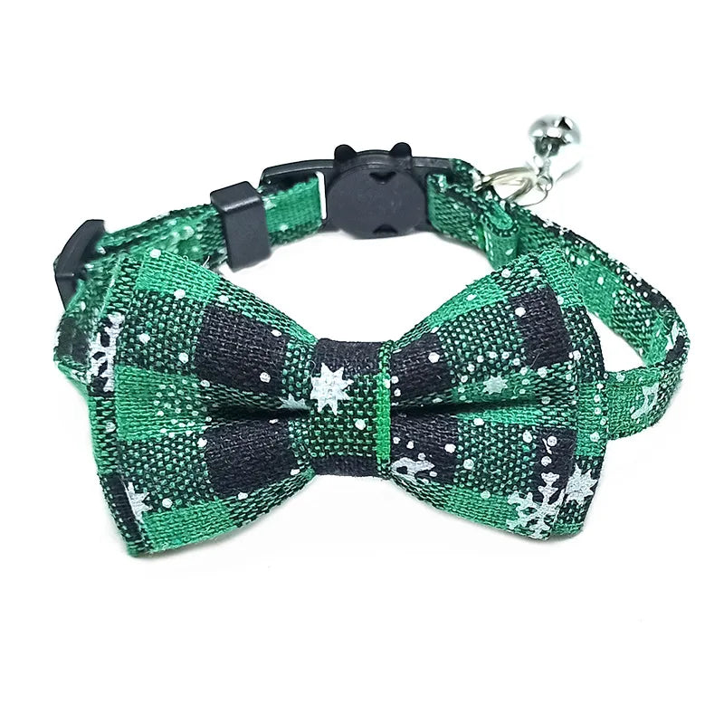 Plaid Bow Tie Cat and Puppy Collar with Bell