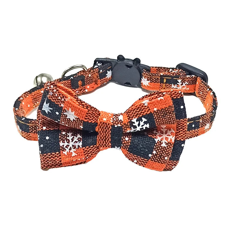 Plaid Bow Tie Cat and Puppy Collar with Bell
