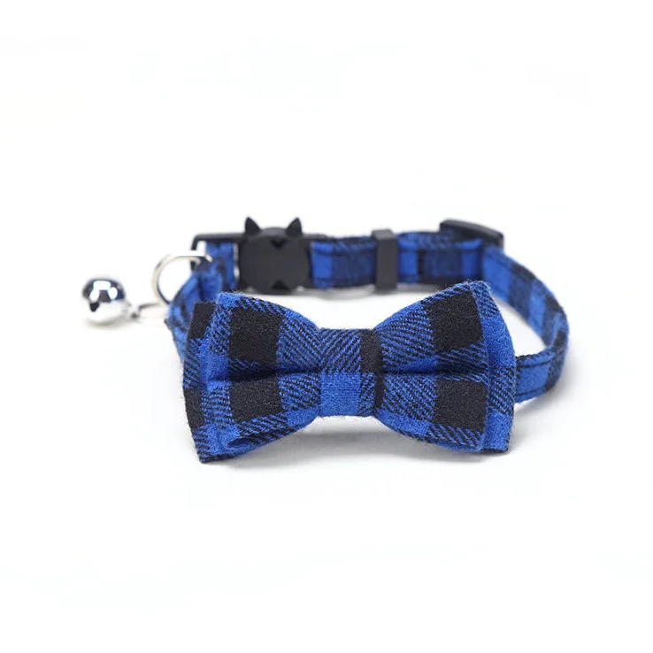 Plaid Bow Tie Cat and Puppy Collar with Bell