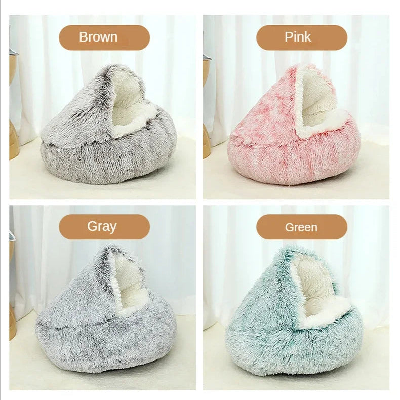 Plush Round Cushioned Pet Bed House Basket