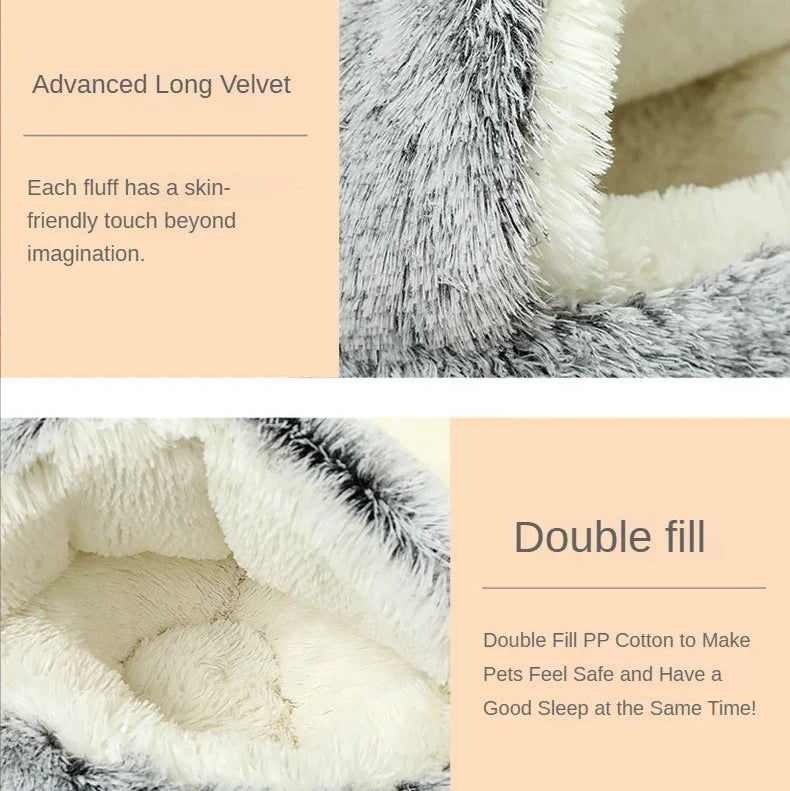 Plush Round Cushioned Pet Bed House Basket