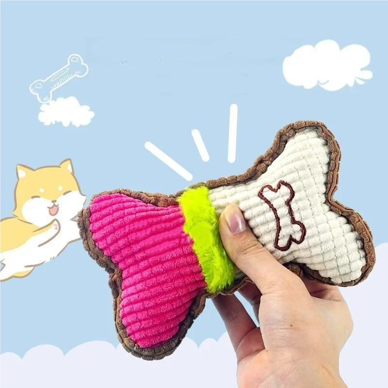 Plush Squeaky Bone Chew Toy for Dogs