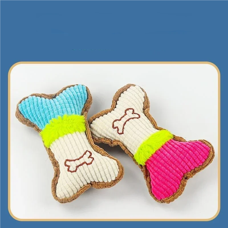 Plush Squeaky Bone Chew Toy for Dogs