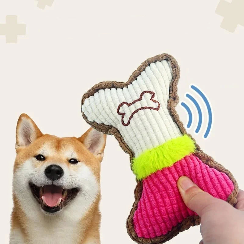Plush Squeaky Bone Chew Toy for Dogs