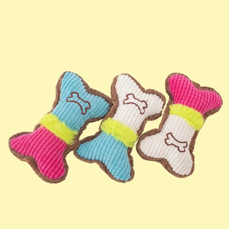 Plush Squeaky Bone Chew Toy for Dogs