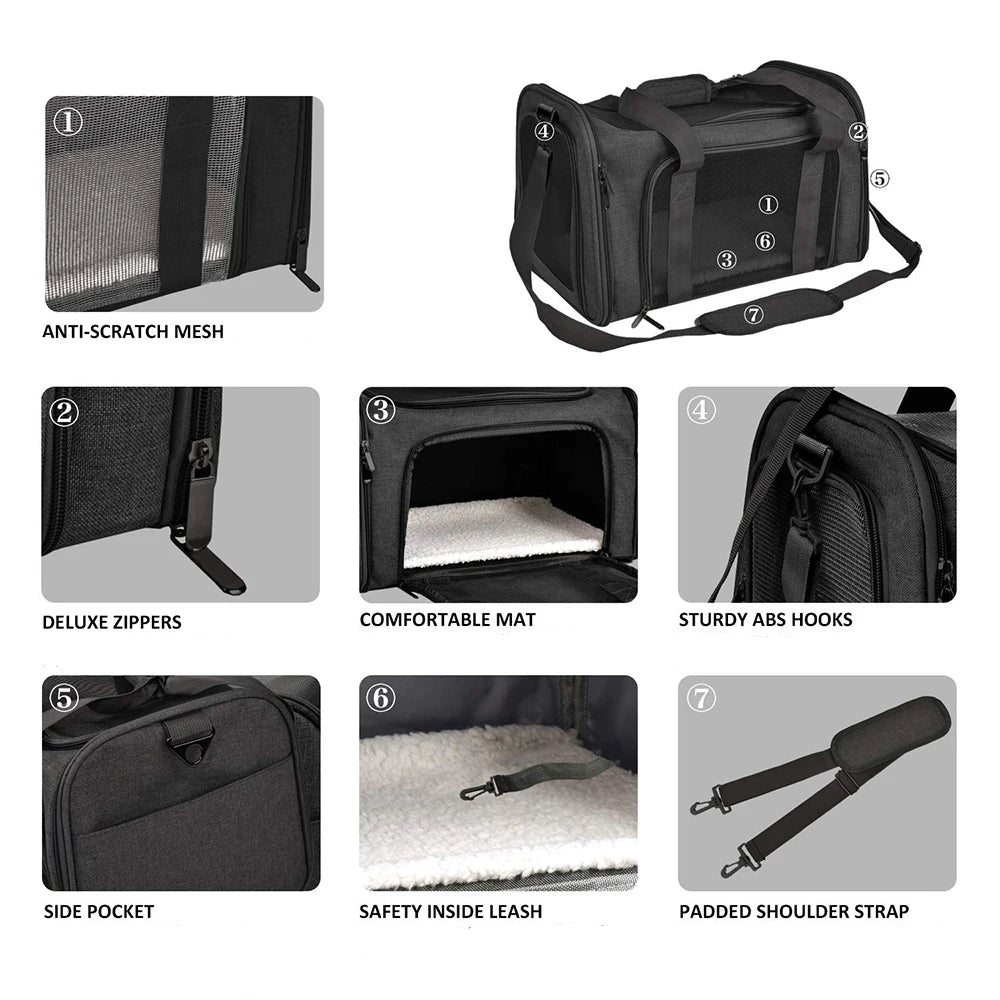 Premium Soft-Sided Pet Travel Carrier Bag