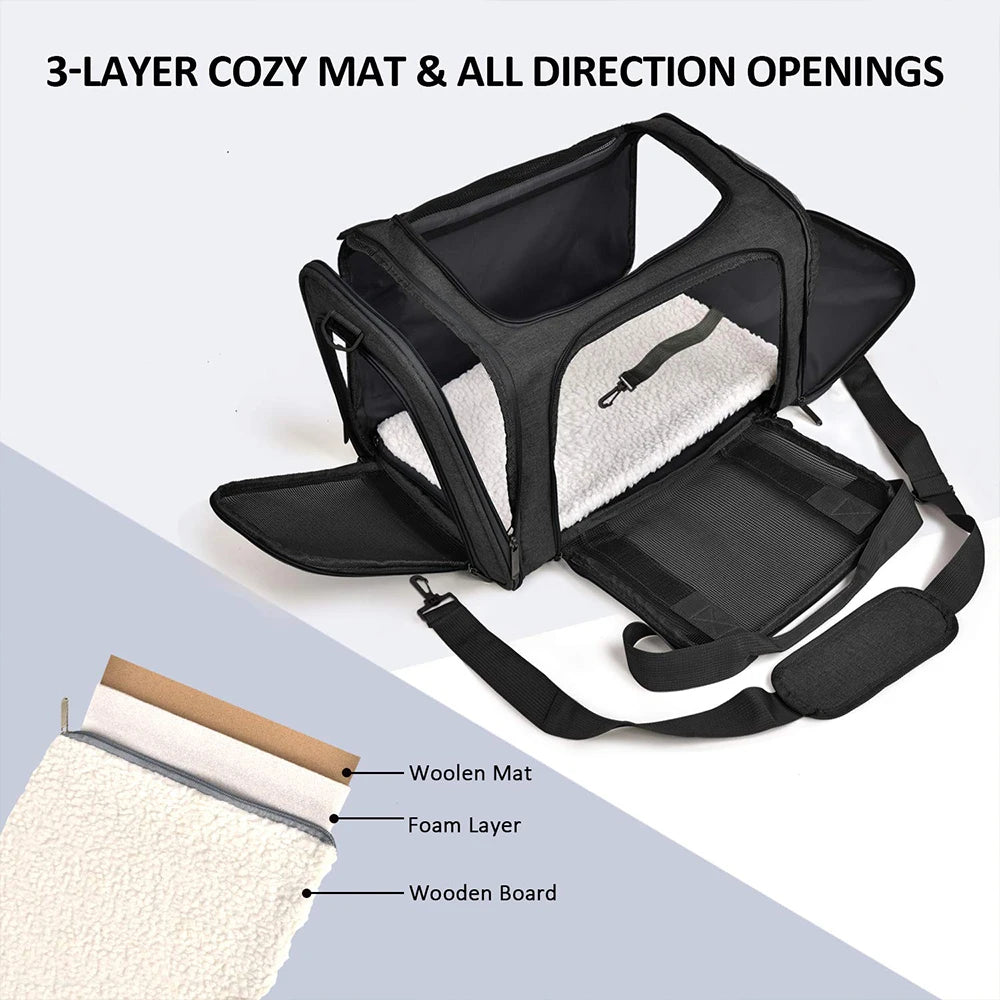 Premium Soft-Sided Pet Travel Carrier Bag