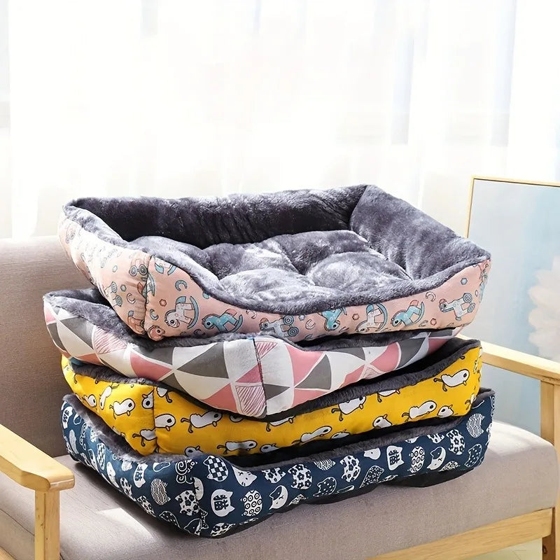Printed Soft Cushioned Soft Pet Bed
