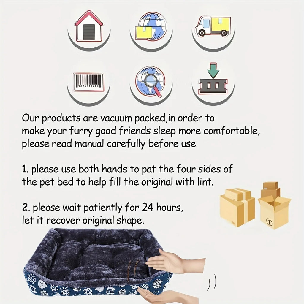 Printed Soft Cushioned Soft Pet Bed