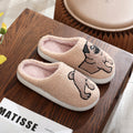 Pug Embroidered Plush Thick-Soled Indoor Slippers