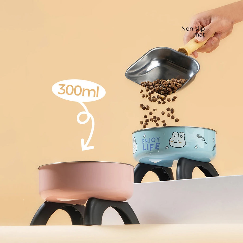 Raised Anti-Slip Removable Stainless Steel Cat & Dog Feeding Bowl