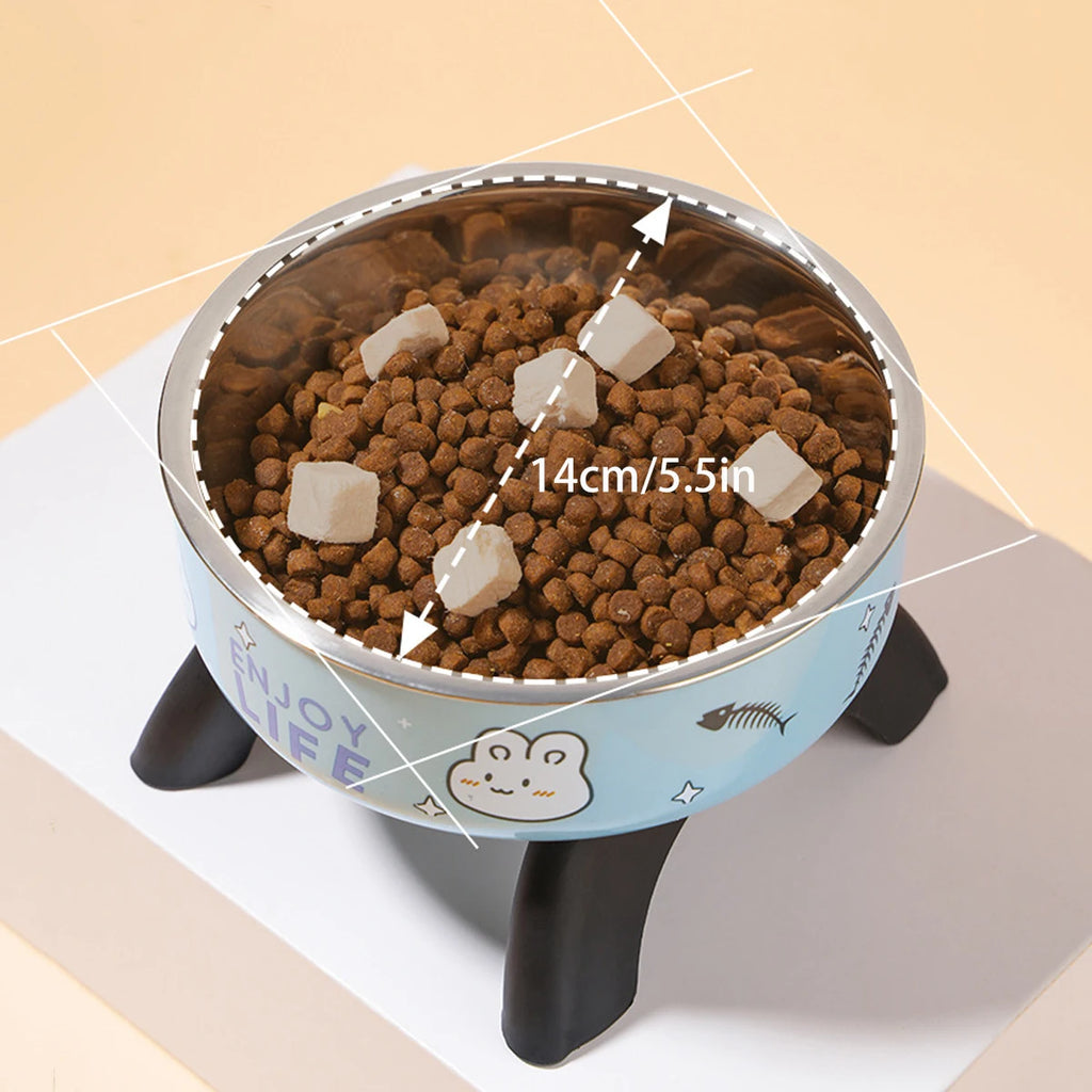 Raised Anti-Slip Removable Stainless Steel Cat & Dog Feeding Bowl