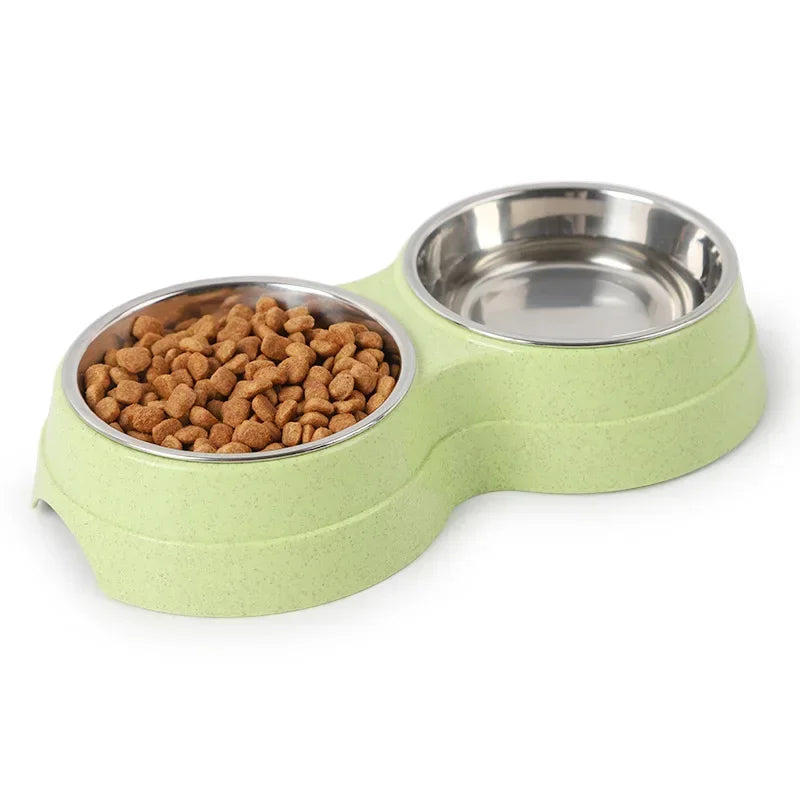 Raised Ergonomic Double Stainless Steel Pet Feeding Bowls