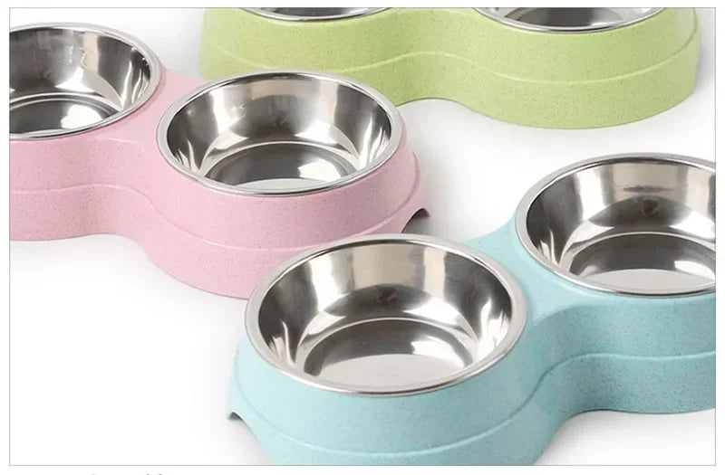 Raised Ergonomic Double Stainless Steel Pet Feeding Bowls
