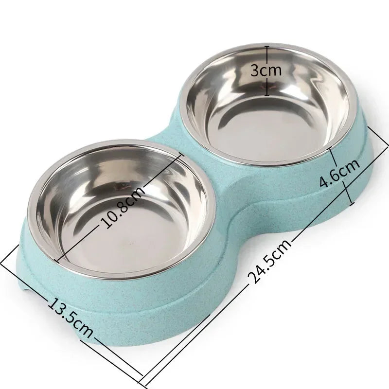 Raised Ergonomic Double Stainless Steel Pet Feeding Bowls