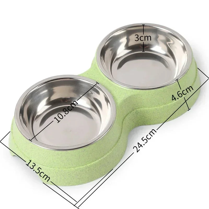 Raised Ergonomic Double Stainless Steel Pet Feeding Bowls