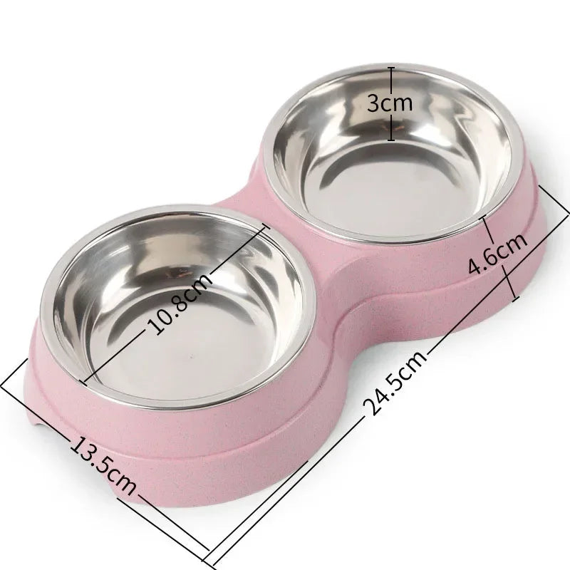 Raised Ergonomic Double Stainless Steel Pet Feeding Bowls