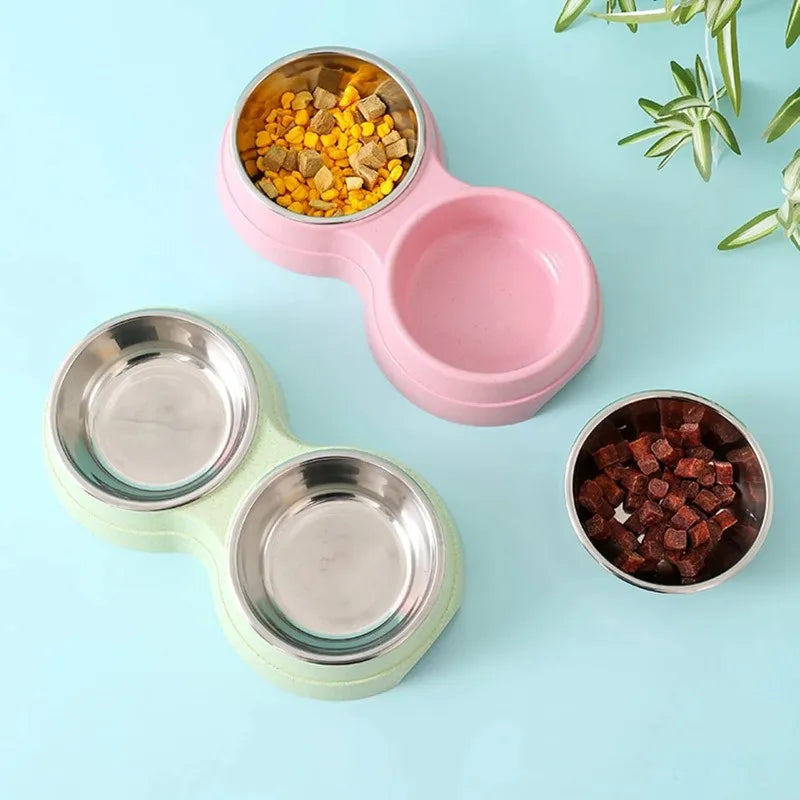 Raised Ergonomic Double Stainless Steel Pet Feeding Bowls