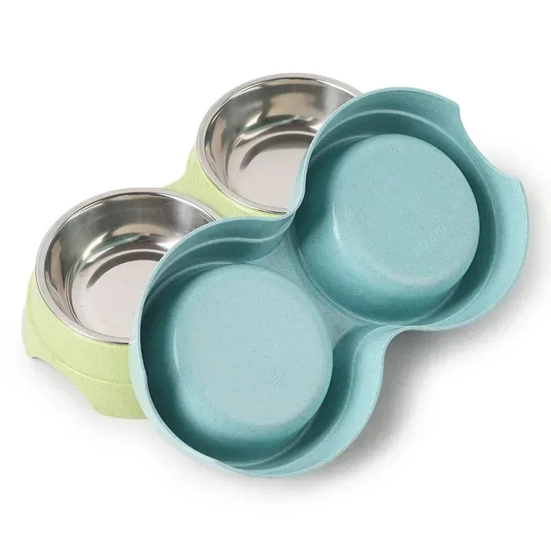 Raised Ergonomic Double Stainless Steel Pet Feeding Bowls
