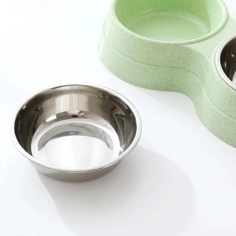 Raised Ergonomic Double Stainless Steel Pet Feeding Bowls