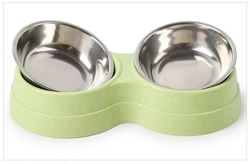 Raised Ergonomic Double Stainless Steel Pet Feeding Bowls