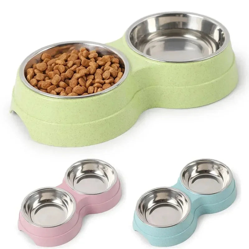 Raised Ergonomic Double Stainless Steel Pet Feeding Bowls
