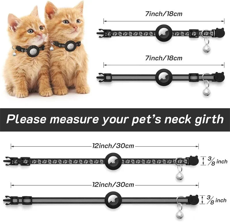 Reflective AirTag Compatible Breakaway Cat Collar with Bell