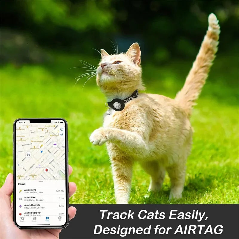 Reflective AirTag Compatible Breakaway Cat Collar with Bell