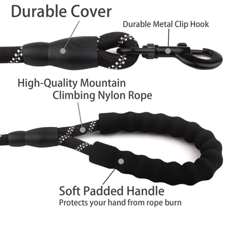 Reflective Pet Leash with Comfortable Padded Handle