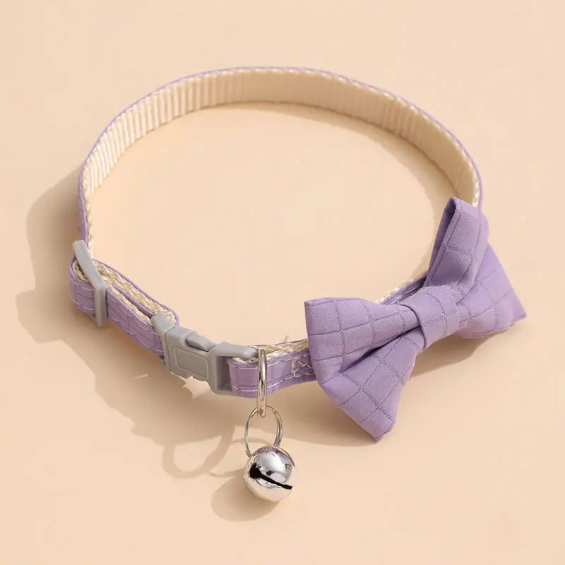 Bowknot Suede Cat and Puppy Collar with Bell