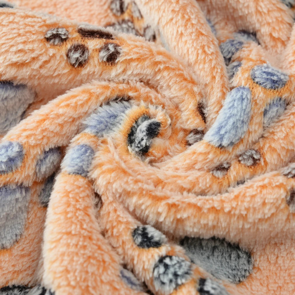 Warm Cozy Thickened Fleece Footprint Pet Blanket