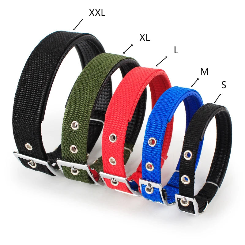 Sturdy Solid Color Nylon Pet Collar for Dogs and Cats