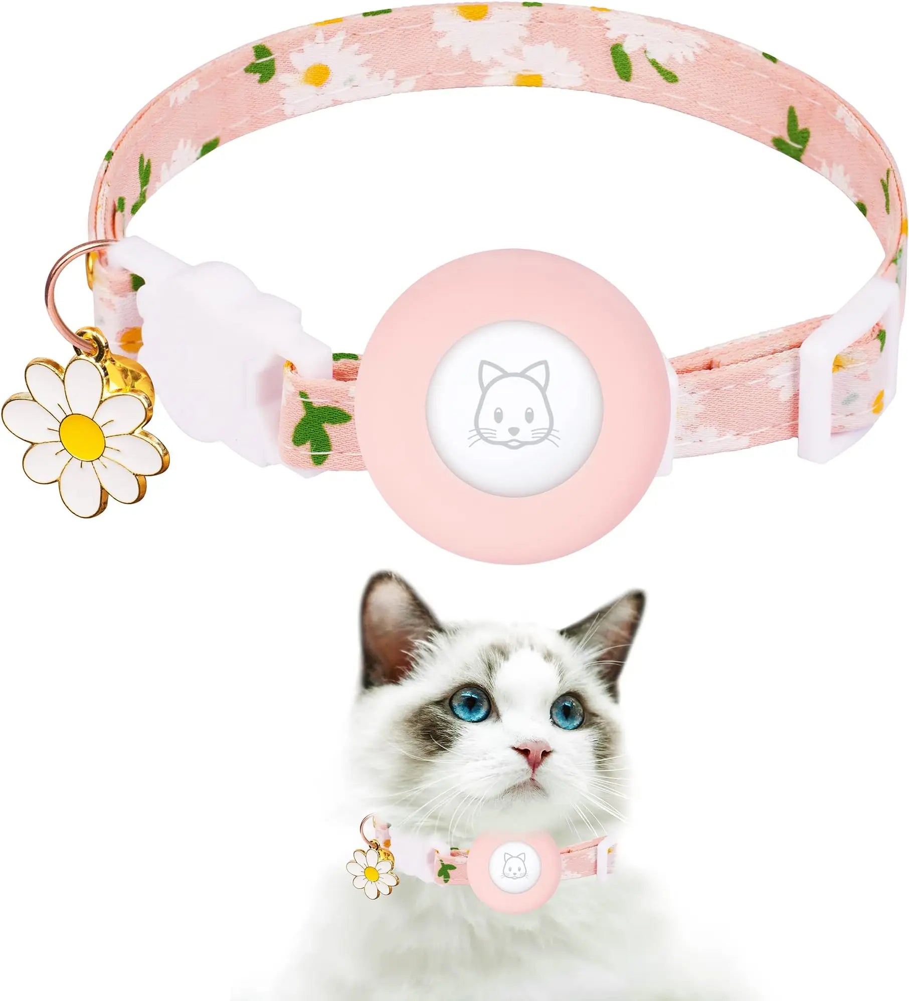 Airtag Compatible Daisy Charm Breakaway Pet Collar