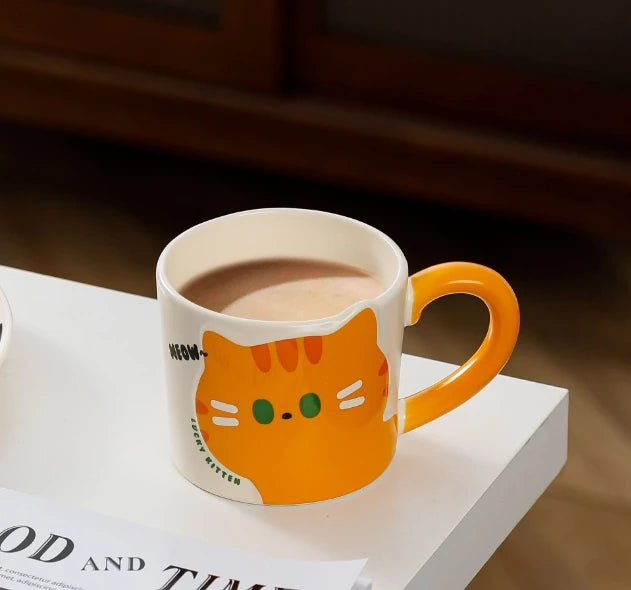 Cute Cartoon Cat Ceramic Coffee Mug
