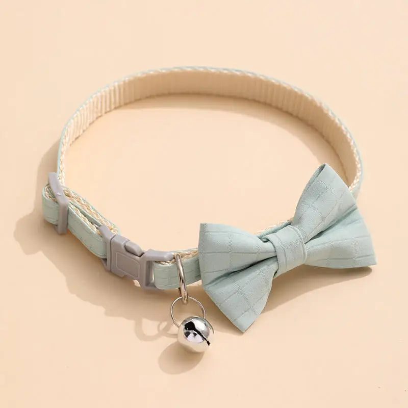 Bowknot Suede Cat and Puppy Collar with Bell