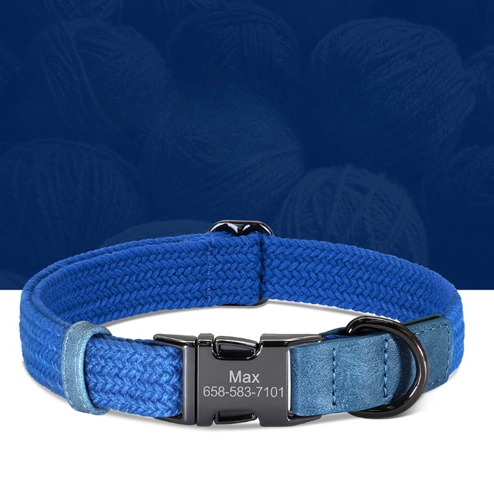 Custom Engraved Nylon Dog Collar with Personalized Name Buckle
