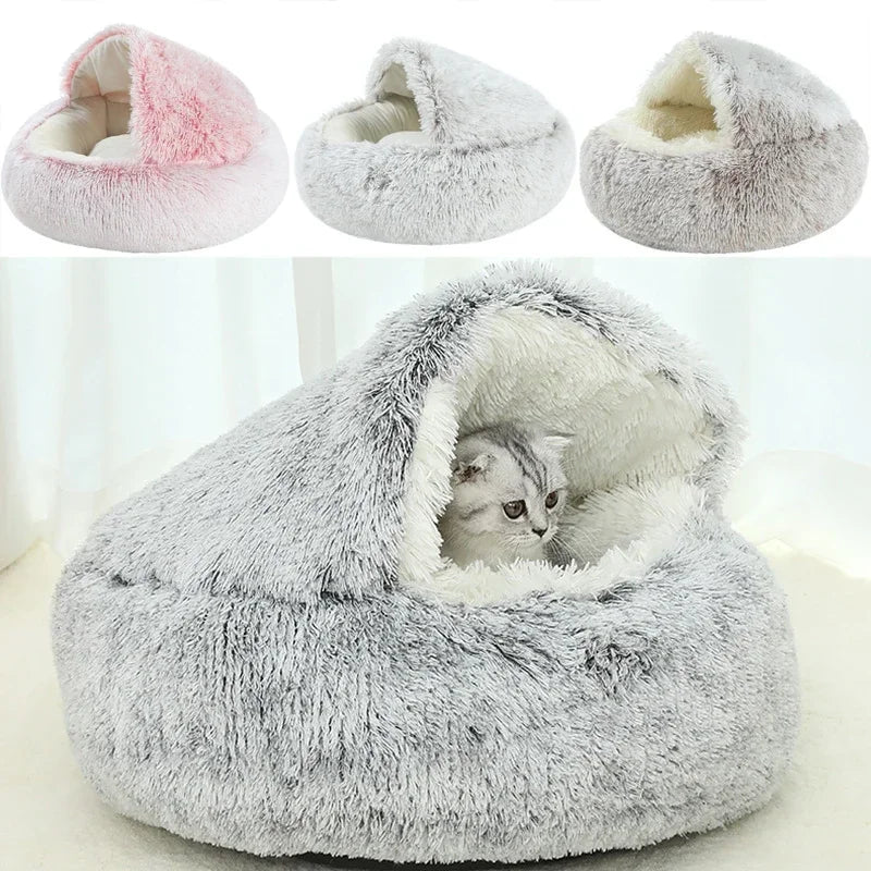 Plush Round Cushioned Pet Bed House Basket