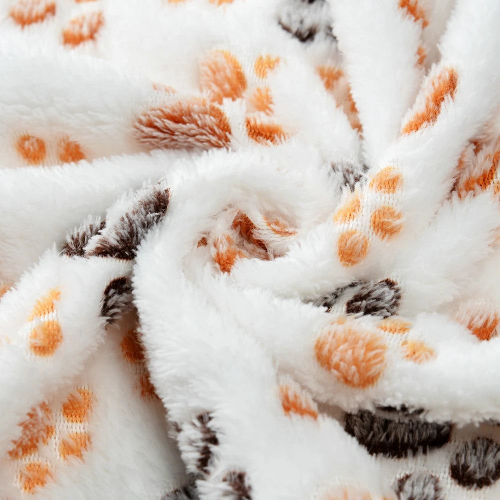 Warm Cozy Thickened Fleece Footprint Pet Blanket