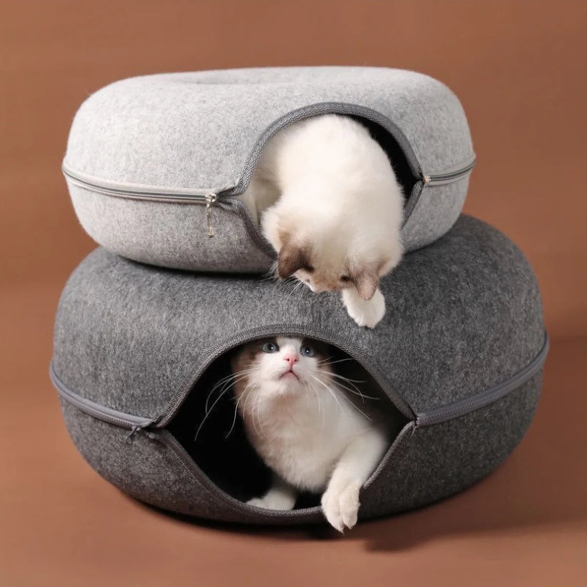 Felt Donut Tunnel Cat Bed with Breather Hole