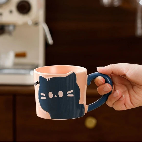 Cute Cartoon Cat Ceramic Coffee Mug