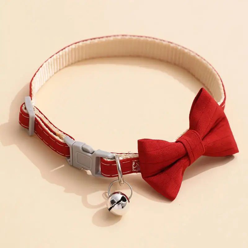 Bowknot Suede Cat and Puppy Collar with Bell