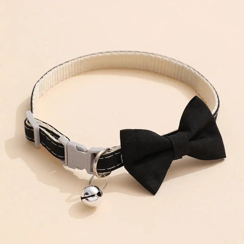 Bowknot Suede Cat and Puppy Collar with Bell