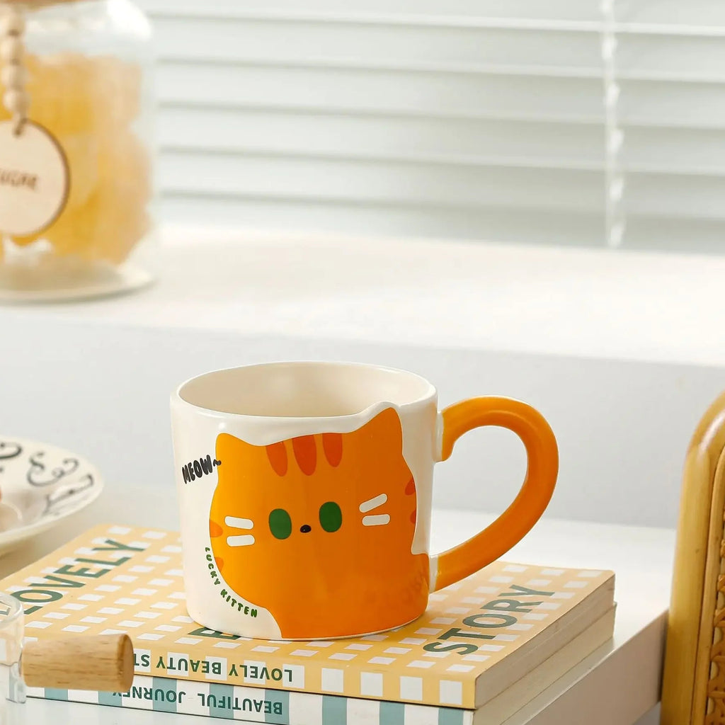 Cute Cartoon Cat Ceramic Coffee Mug
